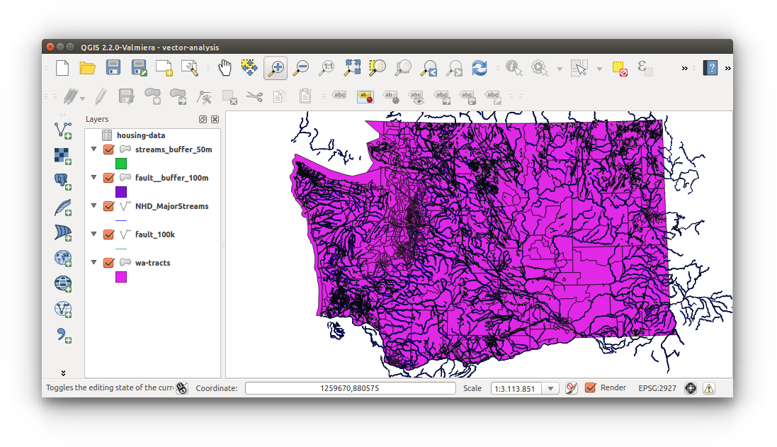 Spatial Data Carpentry: Vector Analysis - workspace